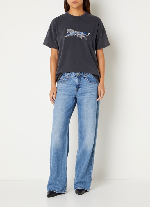 Anine Bing Cade T-shirt met logoborduring - voorkant 4 donkergrijs