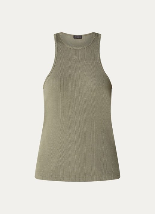 Anine Bing Cole tanktop met ribstructuur - voorkant olijfgroen