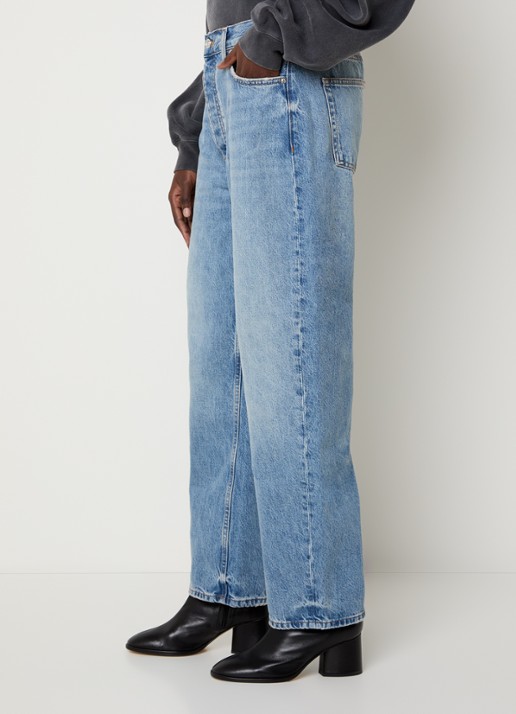 Anine Bing Fritz high waist tapered jeans met medium wassing - detail 5 indigo