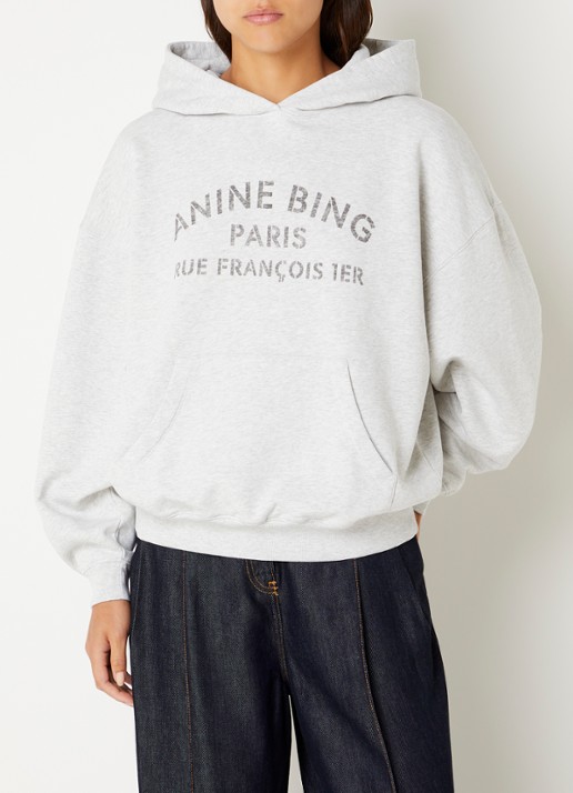 Anine Bing Harvey hoodie met logoprint - detail grijsmele