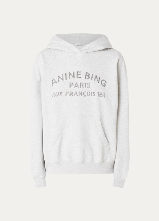Anine Bing Harvey hoodie met logoprint - voorkant 3 grijsmele