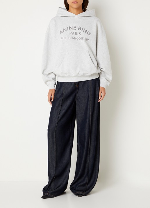 Anine Bing Harvey hoodie met logoprint - voorkant 4 grijsmele
