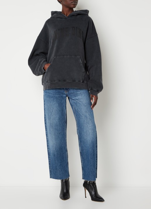 Anine Bing Harvey oversized hoodie met logoprint - voorkant 3 zwart