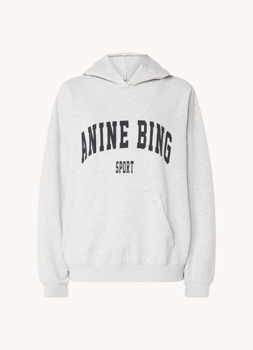 Anine Bing Harvey oversized hoodie met logoprint - voorkant 4 grijsmele