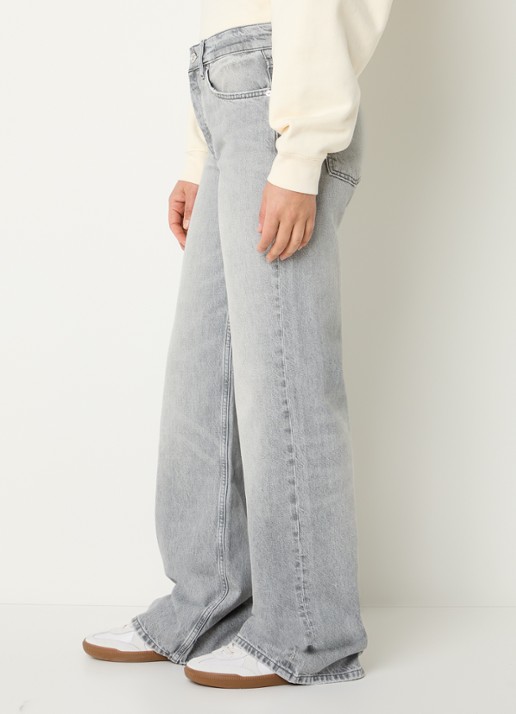 Anine Bing Hugh high waist wide fit jeans met gekleurde wassing - detail 3 grijs