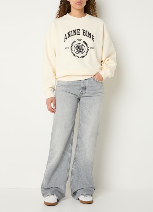 Anine Bing Hugh high waist wide fit jeans met gekleurde wassing - voorkant 5 grijs