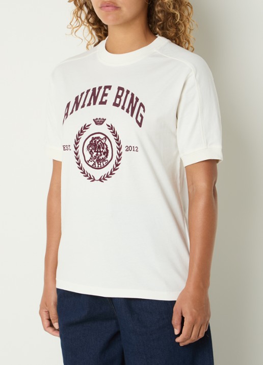 Anine Bing Jaylin T-shirt met print - detail 3 gebroken wit