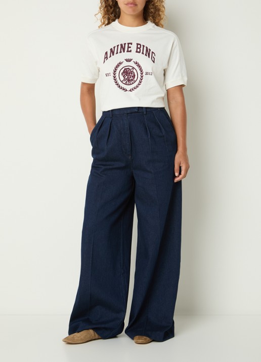Anine Bing Jaylin T-shirt met print - voorkant 2 gebroken wit