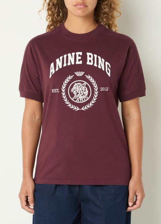 Anine Bing Jaylin T-shirt met print - detail 3 bruin