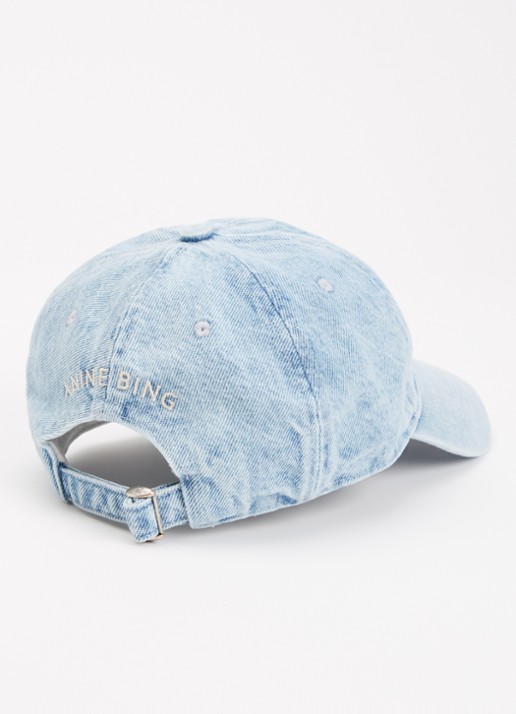 Anine Bing Jeremy pet van denim met logoborduring - detail 2 blauwgrijs