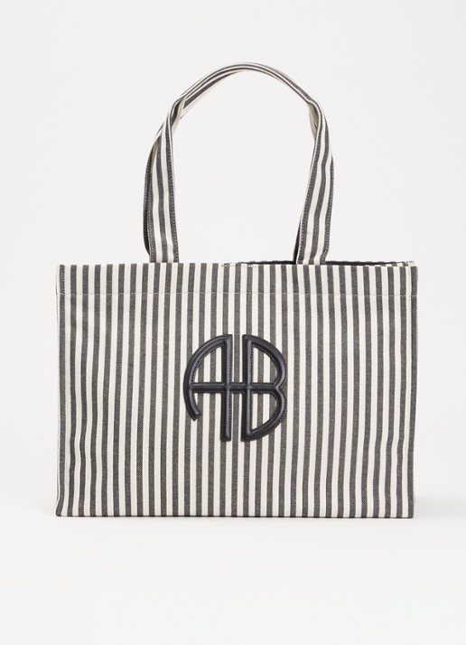 Anine Bing Lara shopper van canvas met streepprint