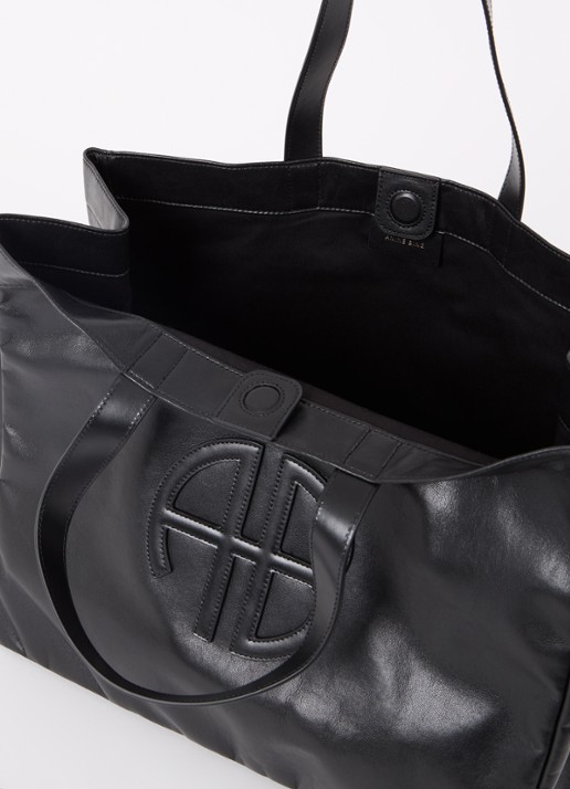 Anine Bing Large Rio shopper met leren details - detail 2 zwart