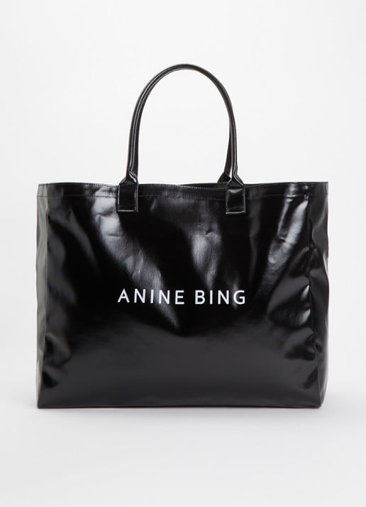 Anine Bing Leo shopper met logo - voorkant 5 zwart