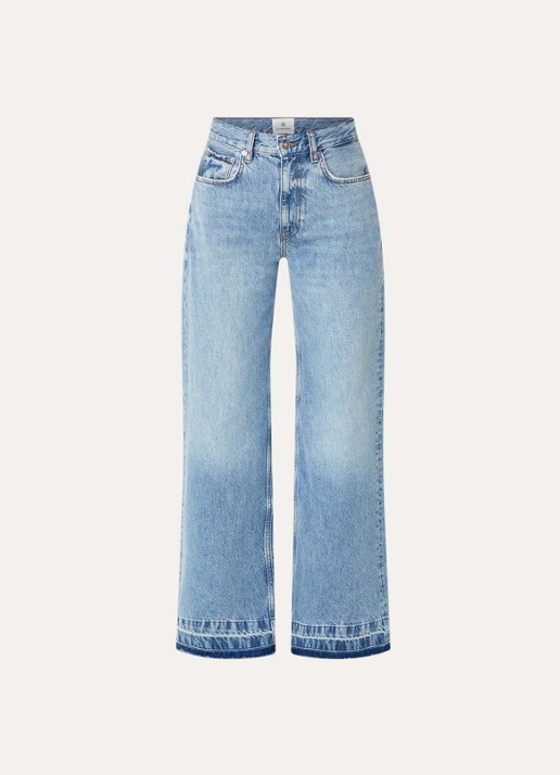 Anine Bing Lewis high waist flared fit jeans met medium wassing - voorkant blauw