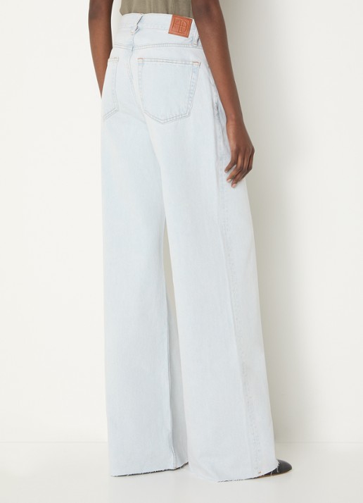 Anine Bing Lewis high waist wide leg jeans met lichte wassing - achterkant indigo