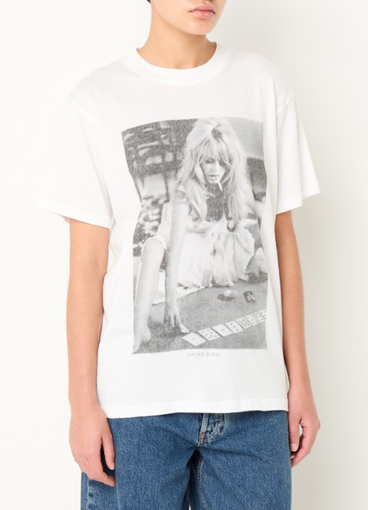 Anine Bing Lili T-shirt met front- en backprint - detail ivoor