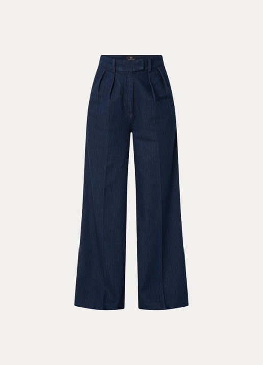 Anine Bing Lou high waist loose fit jeans met plooidetail - voorkant indigo