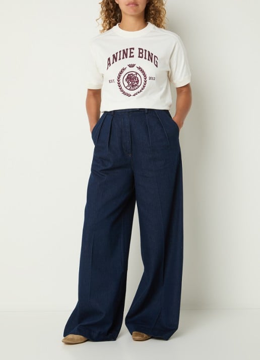 Anine Bing Lou high waist loose fit jeans met plooidetail - voorkant 2 indigo