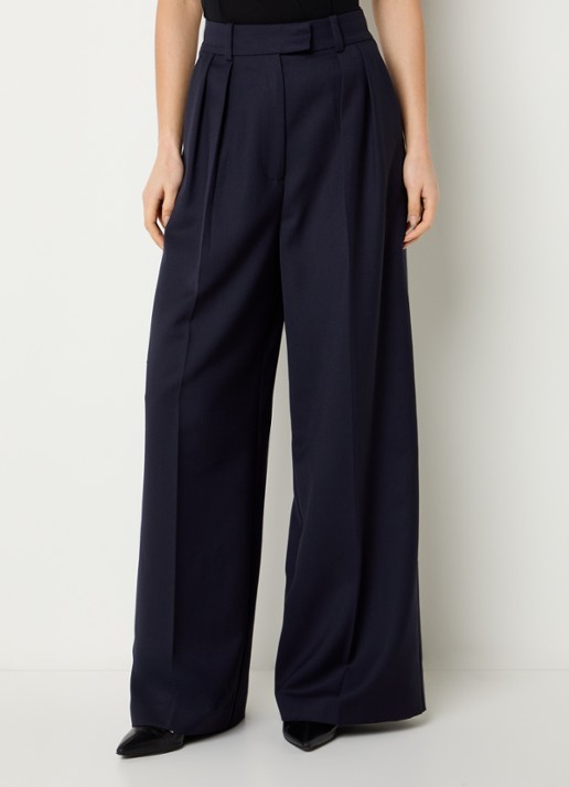 Anine Bing Lou high waist loose fit pantalon in wolblend met persplooi