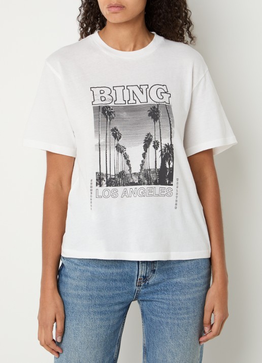 Anine Bing Louis T-shirt met print - detail 4 ivoor