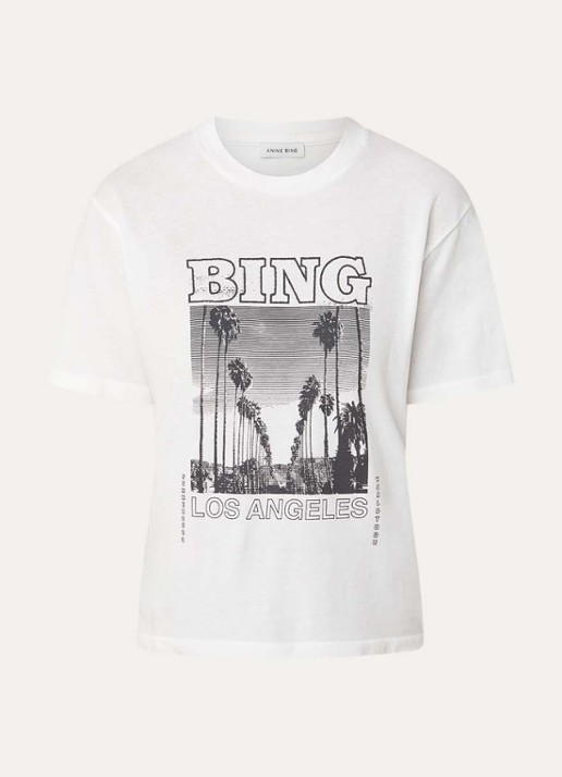 Anine Bing Louis T-shirt met print - voorkant 2 ivoor