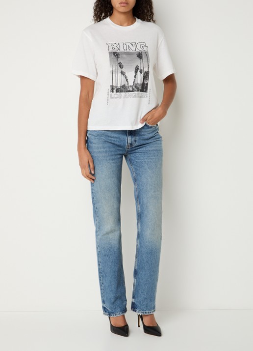 Anine Bing Louis T-shirt met print - voorkant 3 ivoor
