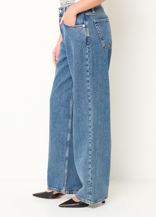Anine Bing Manon high waist loose fit jeans met medium wassing - detail 3 indigo