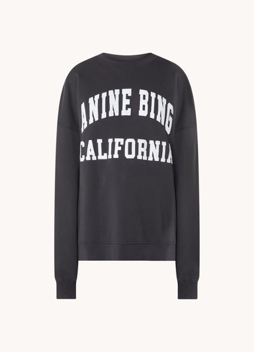 Anine Bing Miles oversized sweater met logoprint - voorkant 2 zwart