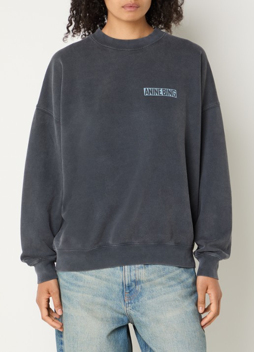 Anine Bing Miles sweater met front- en backprint - achterkant zwart