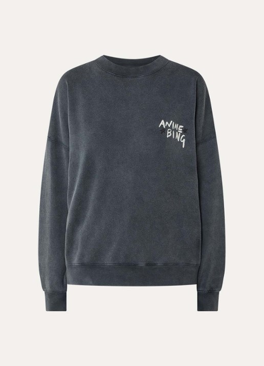 Anine Bing Miles sweater met logo- en backprint - voorkant 3 antraciet