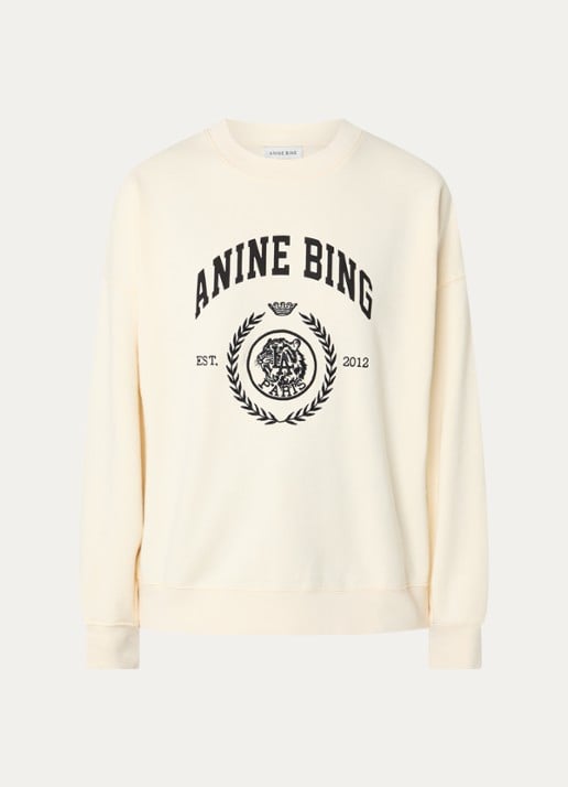 Anine Bing Miles sweater met logoprint - voorkant 2 gebroken wit