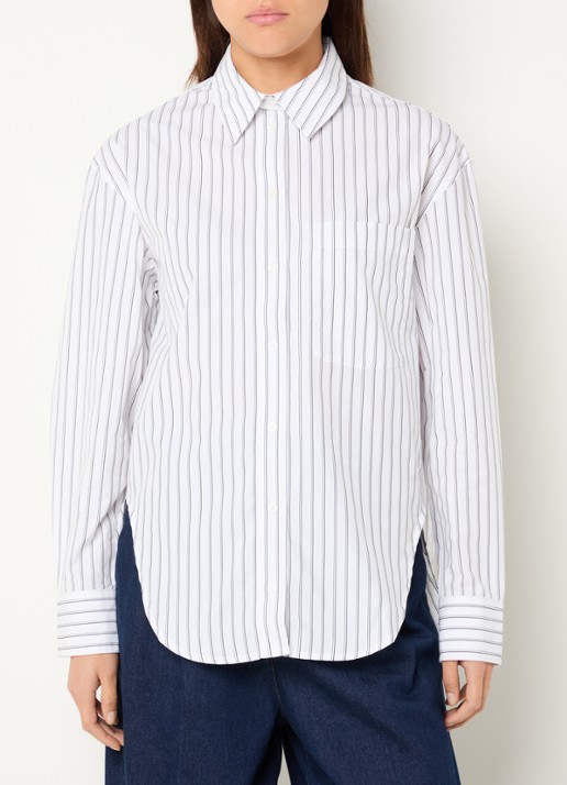 Anine Bing Scott blouse met streepprint - detail wit