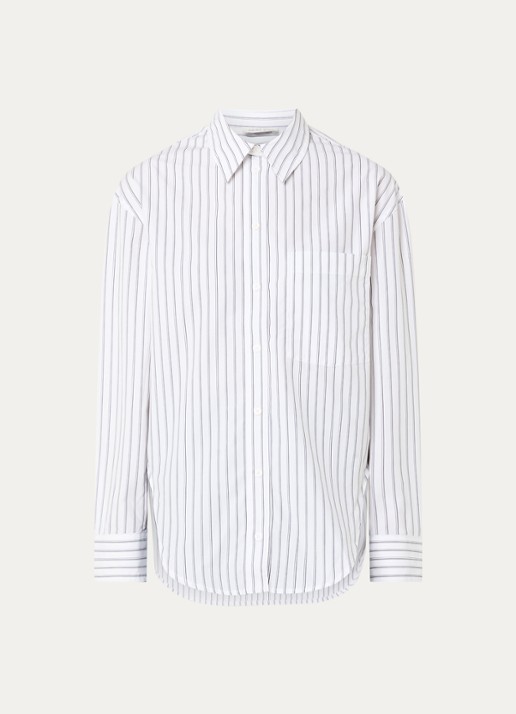 Anine Bing Scott blouse met streepprint - voorkant 2 wit