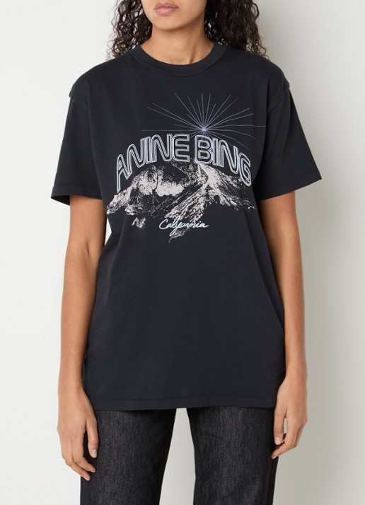 Anine Bing Walker T-shirt met logoprint - detail 4 antraciet