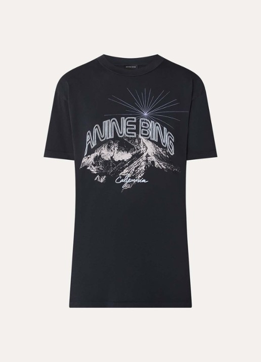 Anine Bing Walker T-shirt met logoprint - voorkant 2 antraciet