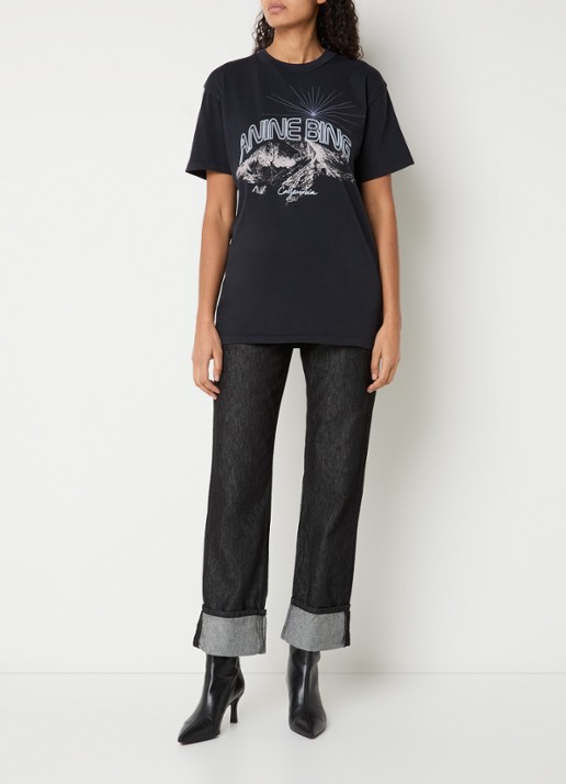 Anine Bing Walker T-shirt met logoprint - voorkant 3 antraciet
