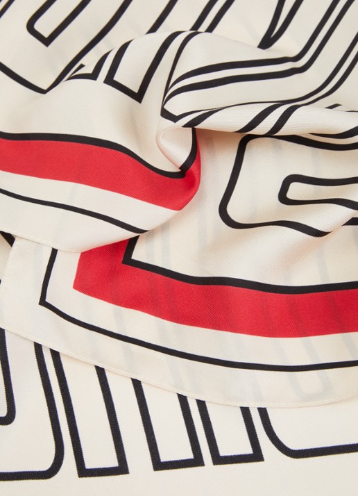 Anine Bing York sjaal van zijde met logoprint 60 x 60 cm - detail 3 rood