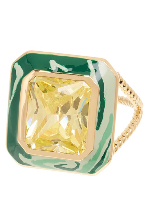 Anna + Nina Alba Verde ring verguld
