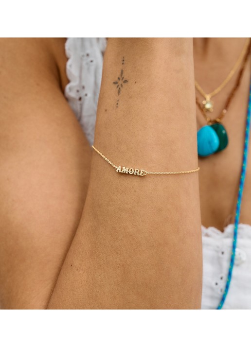 Anna + Nina Amore armband met hanger - detail 3 goud
