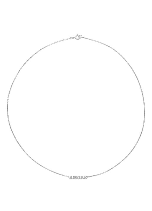 Anna + Nina Amore ketting met hanger  - voorkant 3 zilver