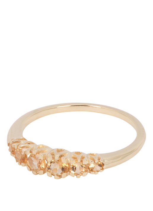 Anna + Nina Anna ring van 14 karaat geelgoud met citrien