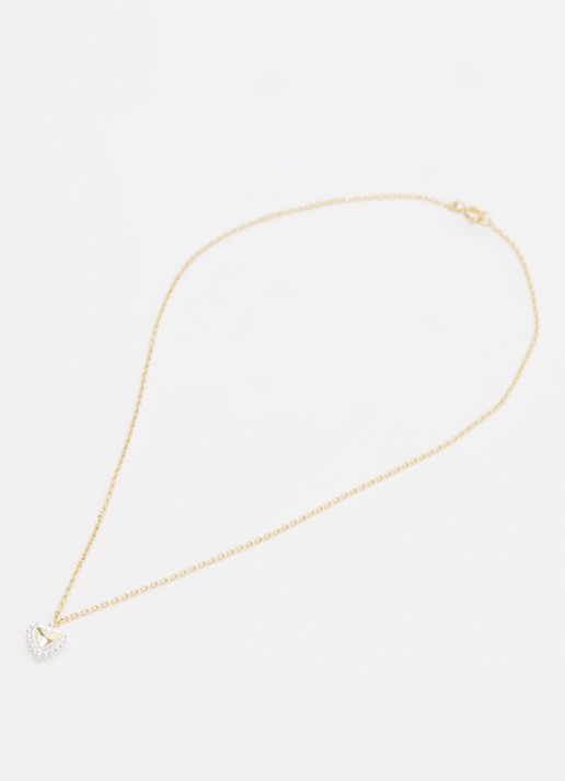 Anna + Nina Bravery Heart ketting  - detail goud