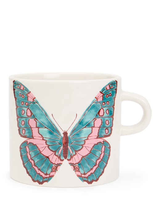 Anna + Nina Butterfly Manor mok 50 cl  - voorkant wit