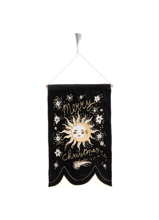 Anna + Nina Celestial Christmas klein wandkleed van fluweel met borduring