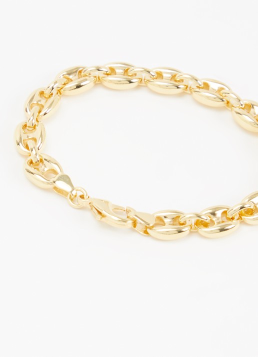 Anna + Nina Chunky Coffee Bean schakelarmband  - detail goud