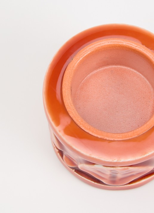 Anna + Nina Coral Shell waxinelichthouder 6 cm - detail koraalrood