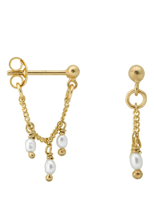 Anna + Nina Cosmic Dust Chain oorsteker verguld - voorkant goud