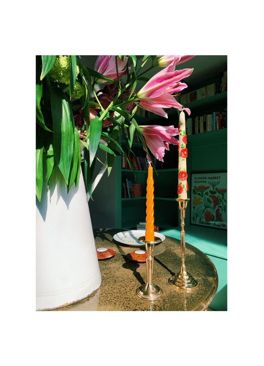Anna + Nina Flower dinerkaars 25 cm set van 2 - voorkant 3 gebroken wit