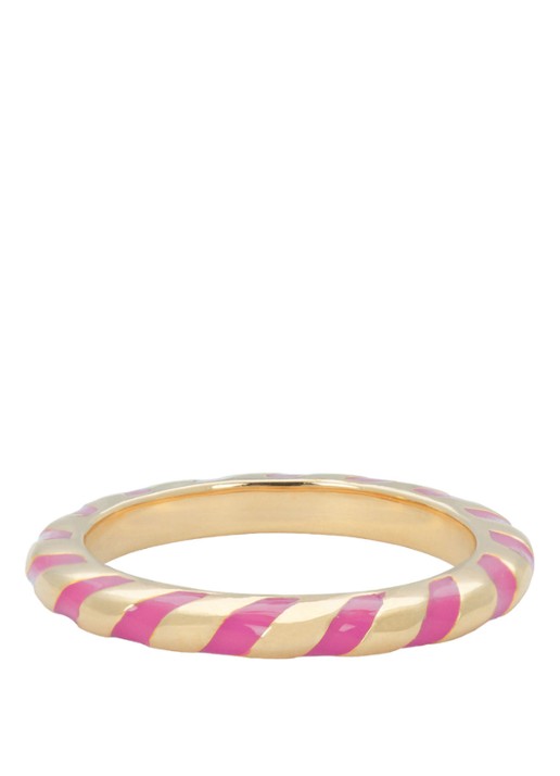 Anna + Nina Fuschia Twirl ring verguld - voorkant goud
