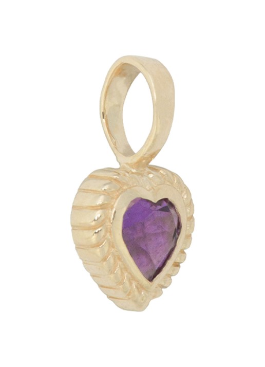 Anna + Nina Heart hanger van 14 karaat geelgoud met amethist  - detail geelgoud